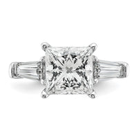 14kw 3 3/4ct Lab Grown Diamond VS+ F+ Princess&Baguette Comp Eng Ring