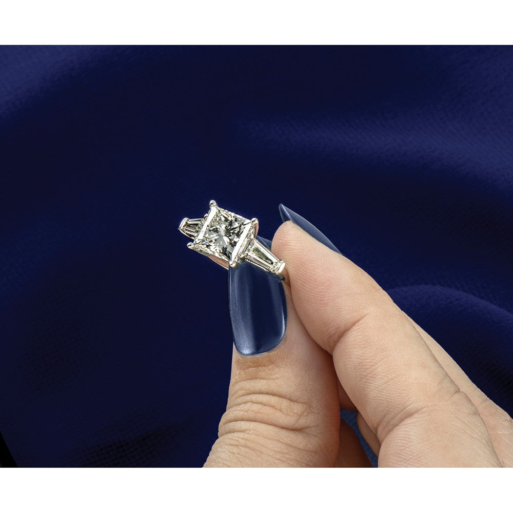 14kw 3/4ct Lab Grown Diamond VS+ F+ Baguette 3ct Princess Semi Eng Ring