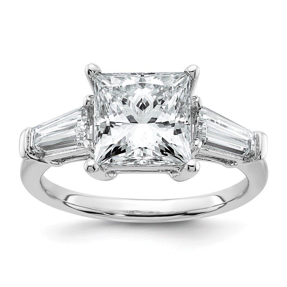 14kw 3 3/4ct Lab Grown Diamond VS+ F+ Princess&Baguette Comp Eng Ring