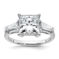 14kw 3 3/4ct Lab Grown Diamond VS+ F+ Princess&Baguette Comp Eng Ring