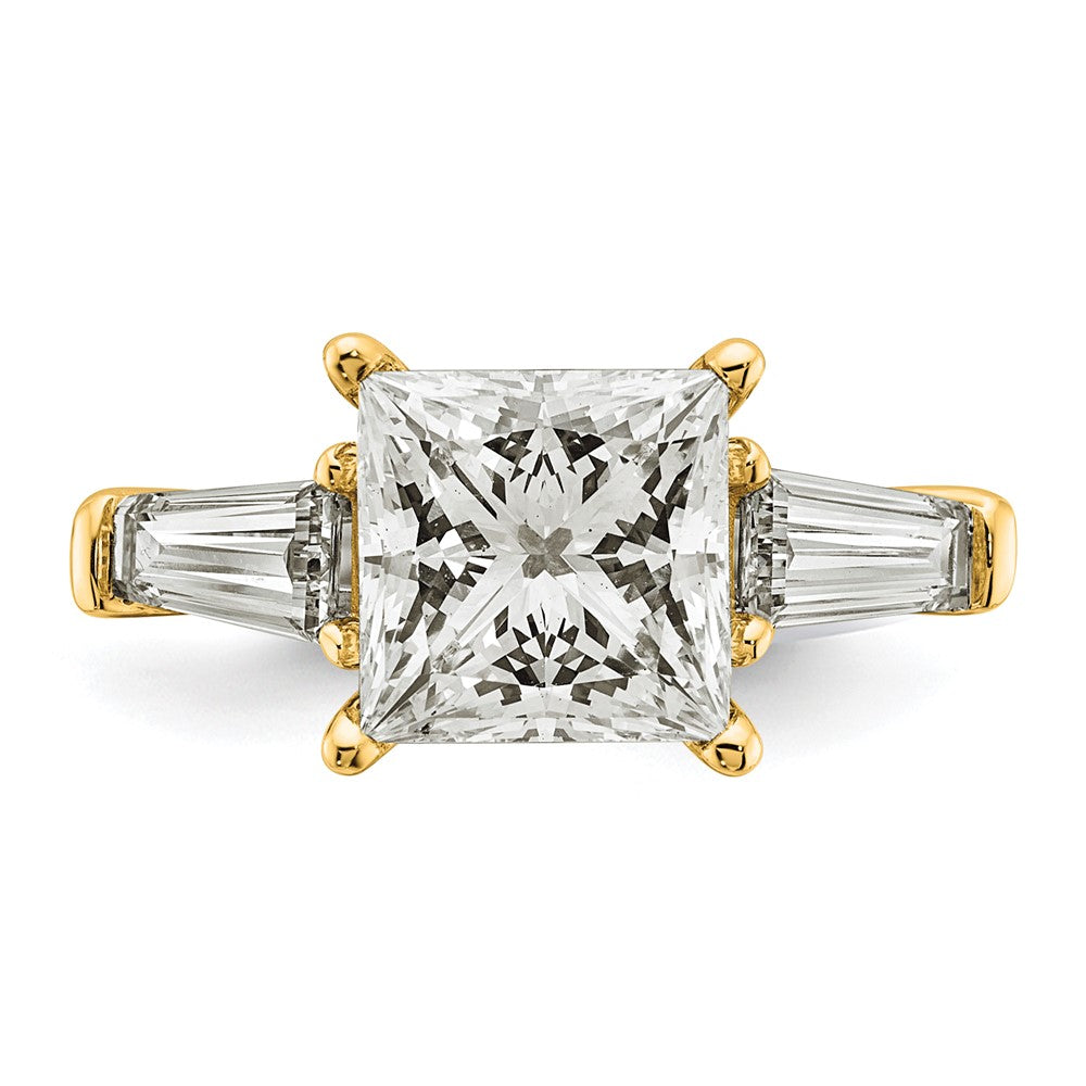 14k 3 3/4ct Cert Lab Grown Dia VS+ F+ Princess&Baguette Comp Eng Ring