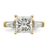 14k 3 3/4ct Cert Lab Grown Dia VS+ F+ Princess&Baguette Comp Eng Ring
