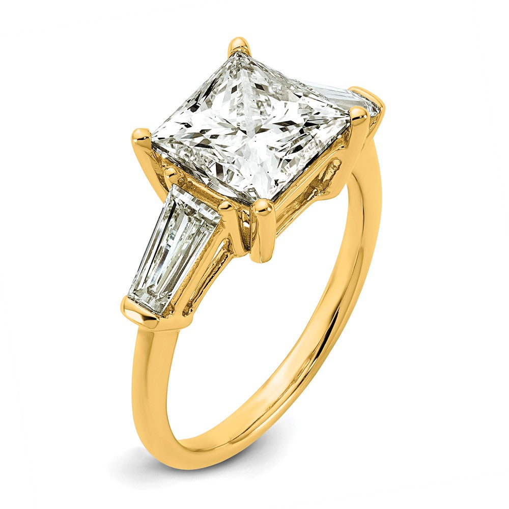 14k 3 3/4ct Cert Lab Grown Dia VS+ F+ Princess&Baguette Comp Eng Ring