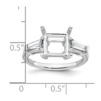 14kw 3/4ct Lab Grown Diamond VS+ F+ Baguette 3ct Princess Semi Eng Ring