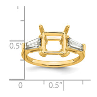 14k 3/4ct Lab Grown Diamond VS+ F+ Baguette 3ct Princess Semi Eng Ring