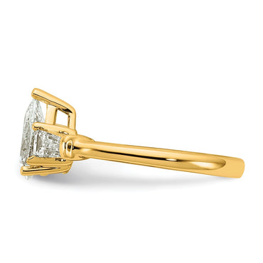 14k 1 1/2ct Cert Lab Grown Diamond VS+ F+ Pear/ Baguette Comp Eng Ring
