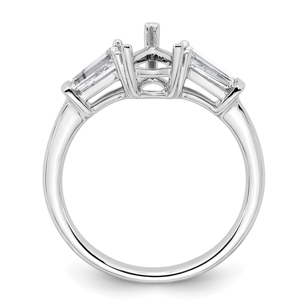 14kw 1/2ct Lab Grown Diamond VS+ F+ Baguette 1ct Pear Semi Eng Ring