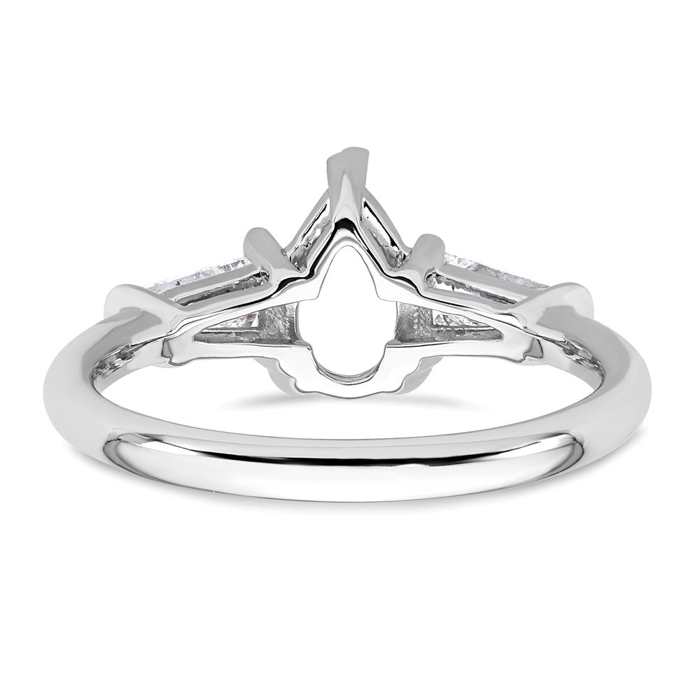 14kw 1/2ct Lab Grown Diamond VS+ F+ Baguette 1ct Pear Semi Eng Ring
