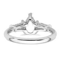 14kw 1/2ct Lab Grown Diamond VS+ F+ Baguette 1ct Pear Semi Eng Ring
