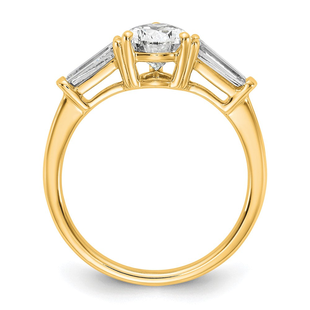 14k 2ct Cert Lab Grown Diamond VS+ F+ Pear/Baguette Comp Eng Ring