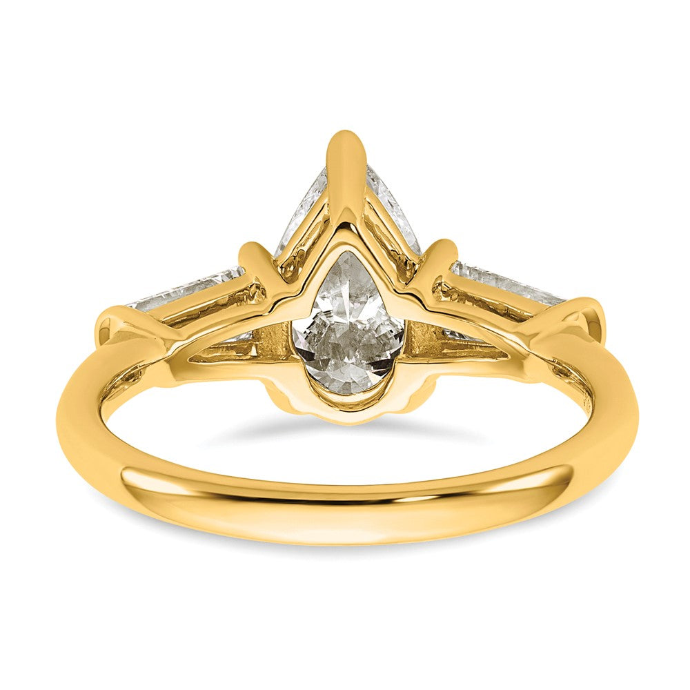 14k 2ct Cert Lab Grown Diamond VS+ F+ Pear/Baguette Comp Eng Ring