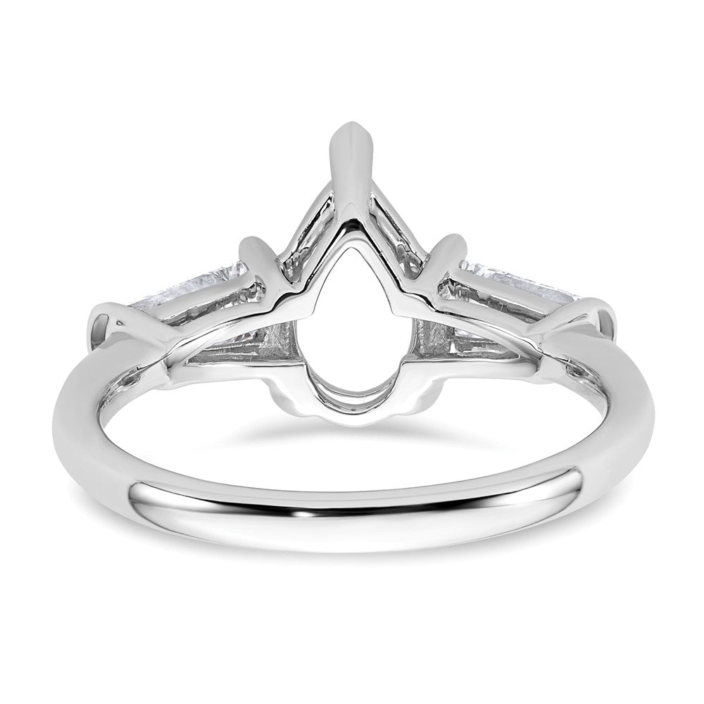 14kw 5/8ct Lab Grown Diamond VS+ F+ Baguette 1 1/2ct Pear Semi Eng Ring