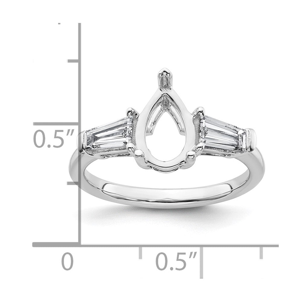 14kw 5/8ct Lab Grown Diamond VS+ F+ Baguette 1 1/2ct Pear Semi Eng Ring