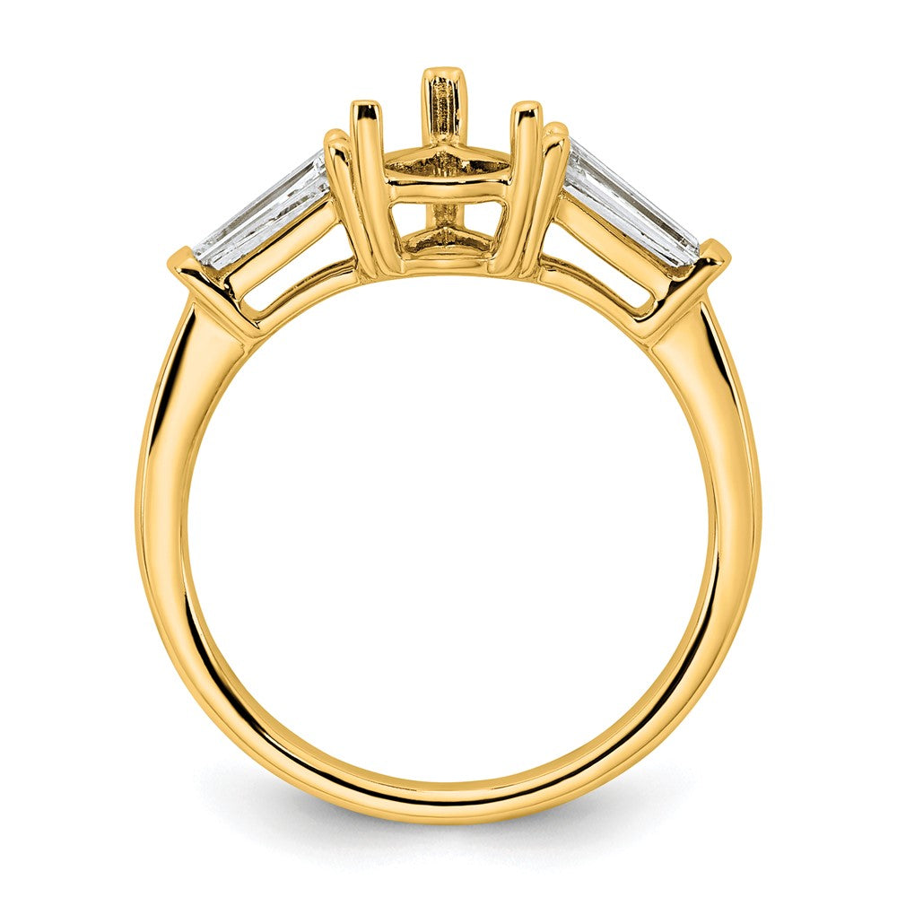 14k 5/8ct Lab Grown Diamond VS+ F+ Baguette 1 1/2ct Pear Semi Eng Ring