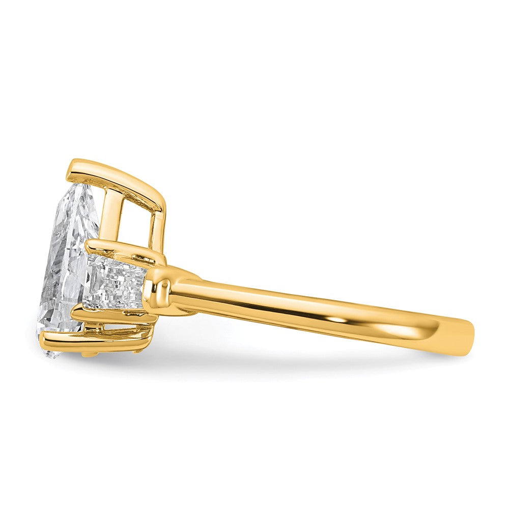 14k 2 5/8ct Cert Lab Grown Diamond VS+ F+ Pear/Baguette Comp Eng Ring