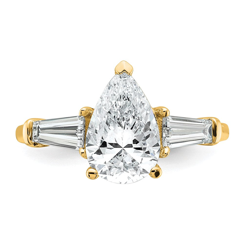 14k 2 5/8ct Cert Lab Grown Diamond VS+ F+ Pear/Baguette Comp Eng Ring