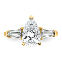 14k 2 5/8ct Cert Lab Grown Diamond VS+ F+ Pear/Baguette Comp Eng Ring