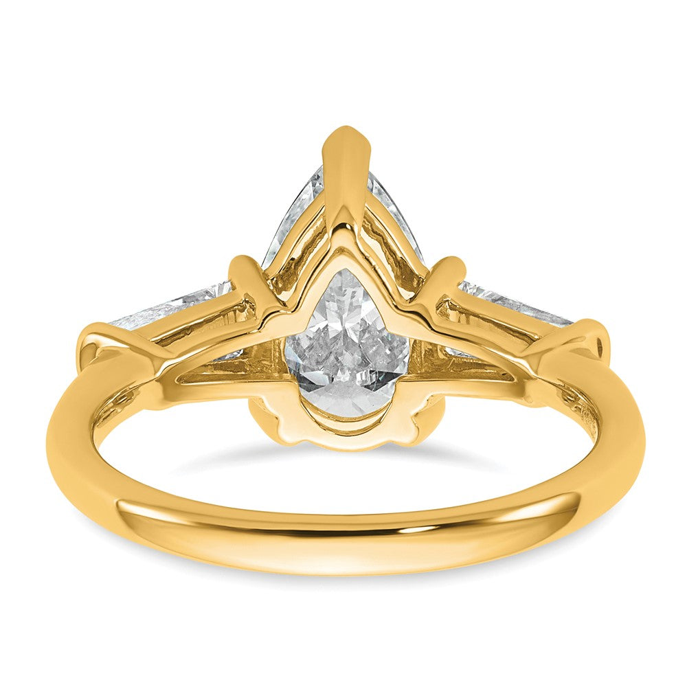 14k 2 5/8ct Cert Lab Grown Diamond VS+ F+ Pear/Baguette Comp Eng Ring