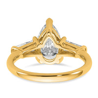 14k 2 5/8ct Cert Lab Grown Diamond VS+ F+ Pear/Baguette Comp Eng Ring