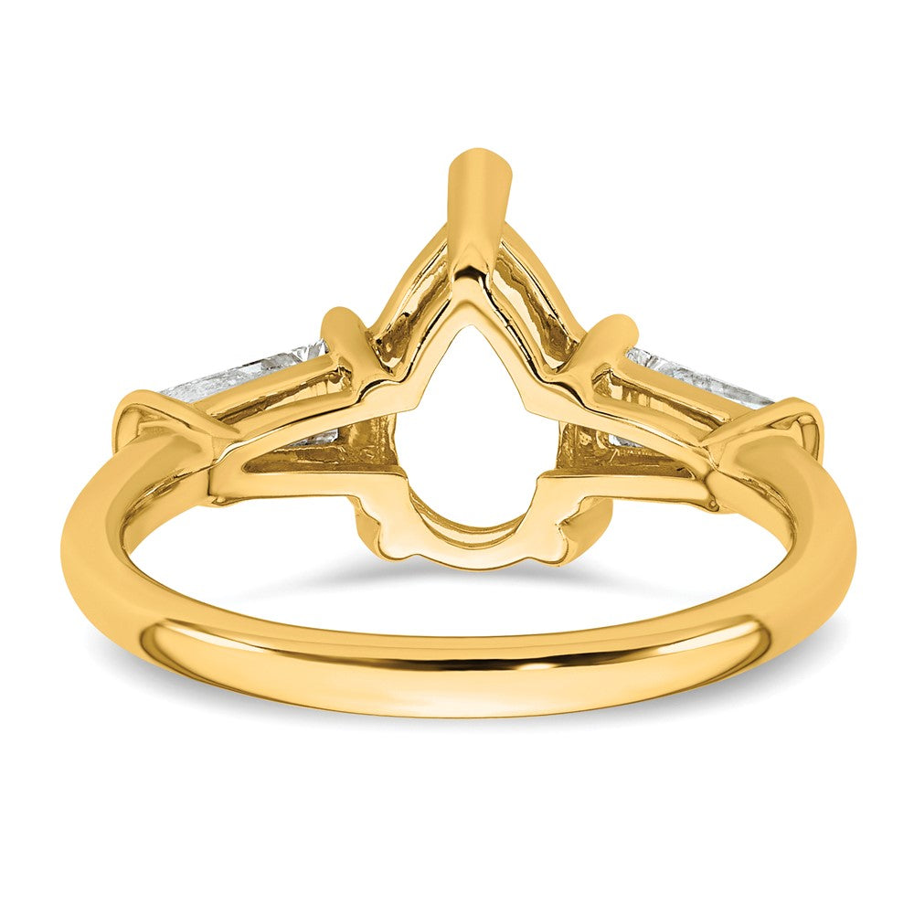 14k 5/8ct Lab Grown Diamond VS+ F+ Baguette 2ct Pear Semi Eng Ring