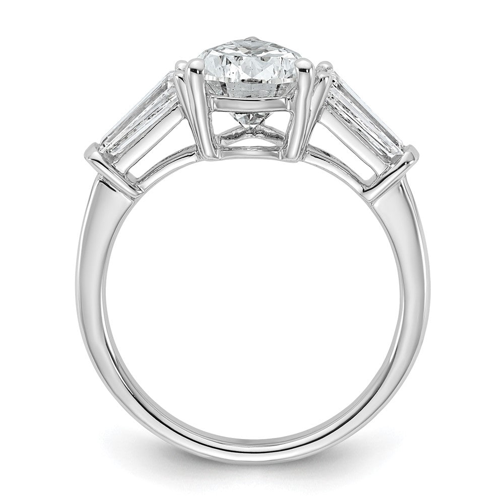 14kw 3 1/3ct Cert Lab Grown Diamond VS+ F+ Pear/Baguette Comp Eng Ring