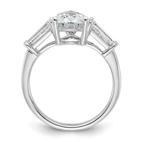 14kw 3 1/3ct Cert Lab Grown Diamond VS+ F+ Pear/Baguette Comp Eng Ring
