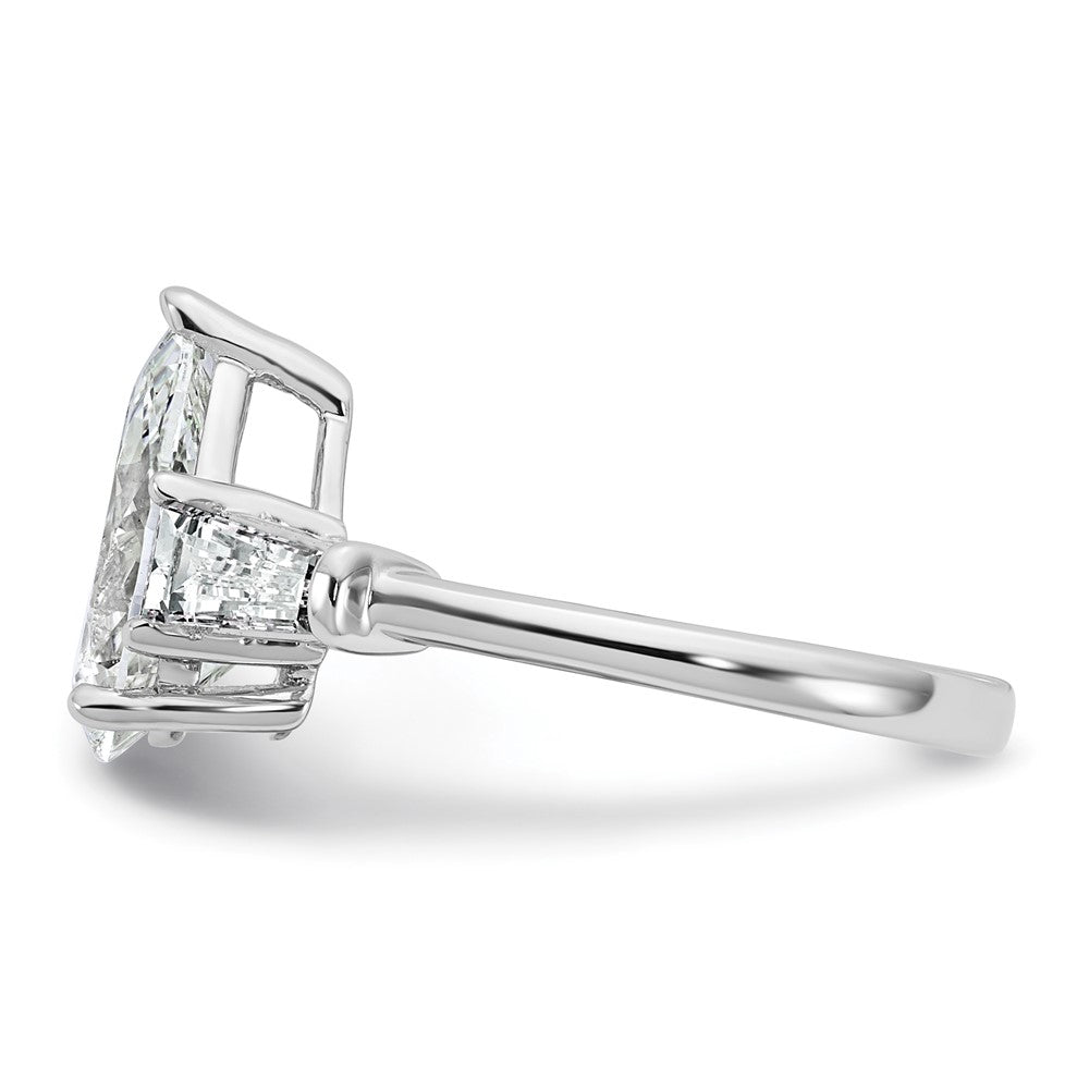 14kw 3 1/3ct Cert Lab Grown Diamond VS+ F+ Pear/Baguette Comp Eng Ring