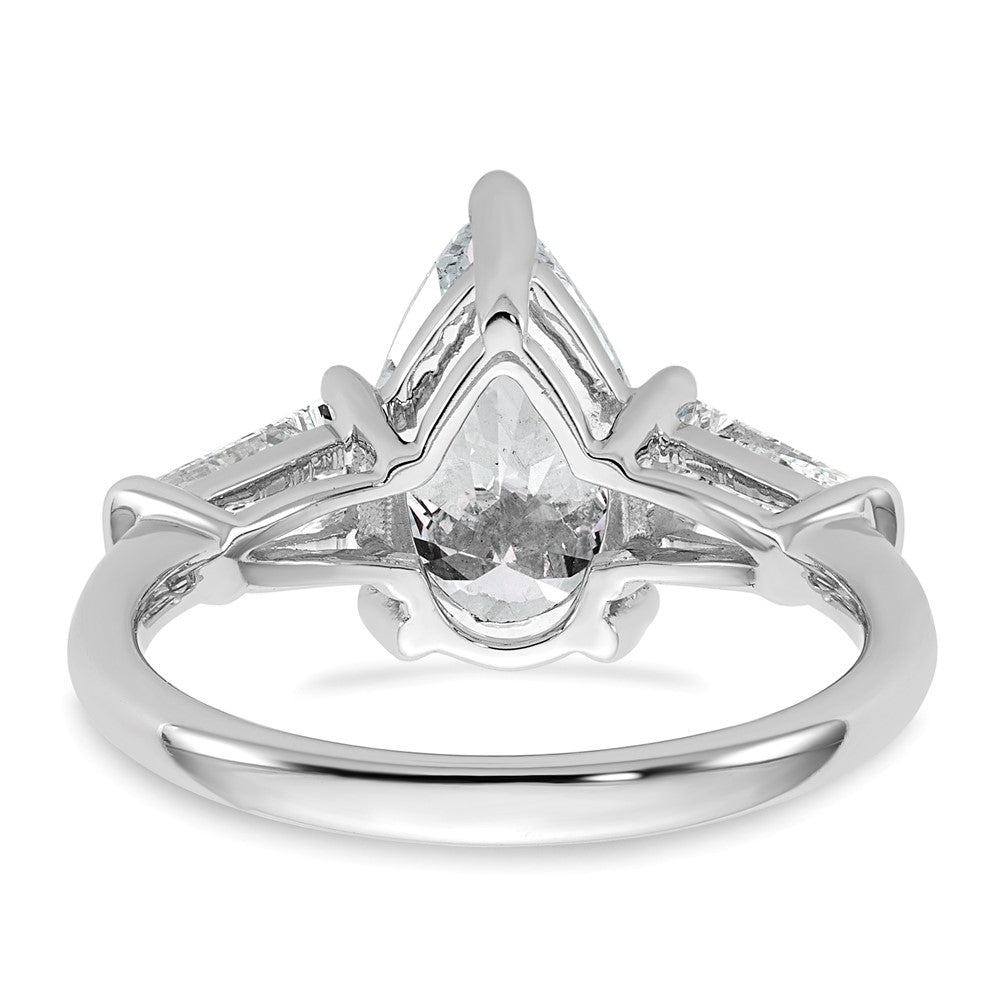 14kw 3 1/3ct Cert Lab Grown Diamond VS+ F+ Pear/Baguette Comp Eng Ring