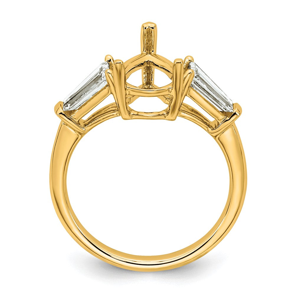 14k 7/8ct Lab Grown Diamond VS+ F+ Baguette 2 1/2ct Pear Semi Eng Ring