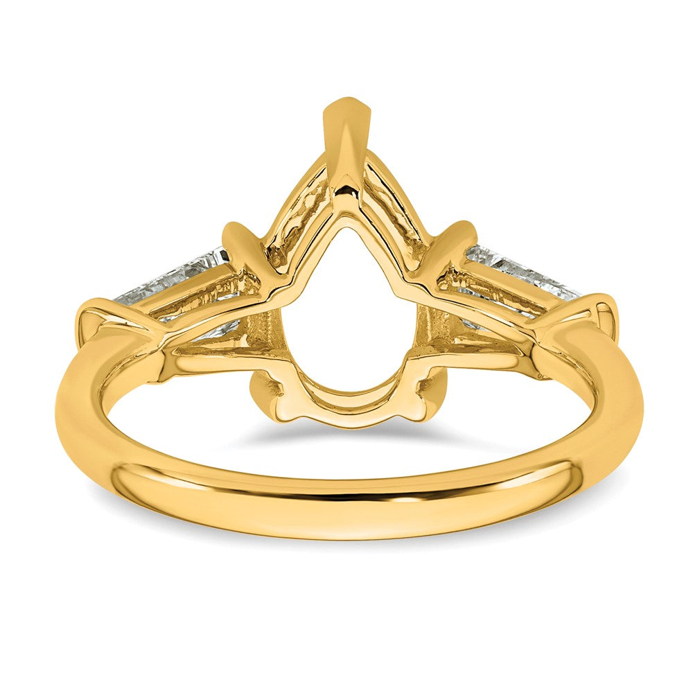 14k 7/8ct Lab Grown Diamond VS+ F+ Baguette 2 1/2ct Pear Semi Eng Ring
