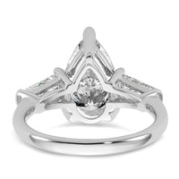 14kw 3 3/4ct Cert Lab Grown Diamond VS+ F+ Pear/Baguette Comp Eng Ring