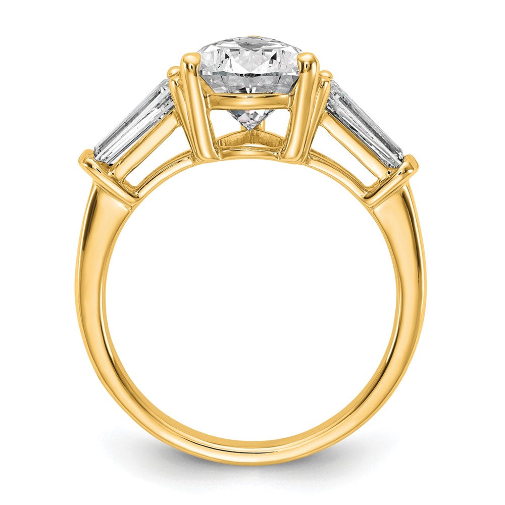 14k 3 3/4ct Cert Lab Grown Diamond VS+ F+ Pear/Baguette Comp Eng Ring