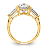 14k 6 3/4ct Cert Lab Grown Dia VS+ G+ Pear/Baguette Comp 3 Stone Eng Ring