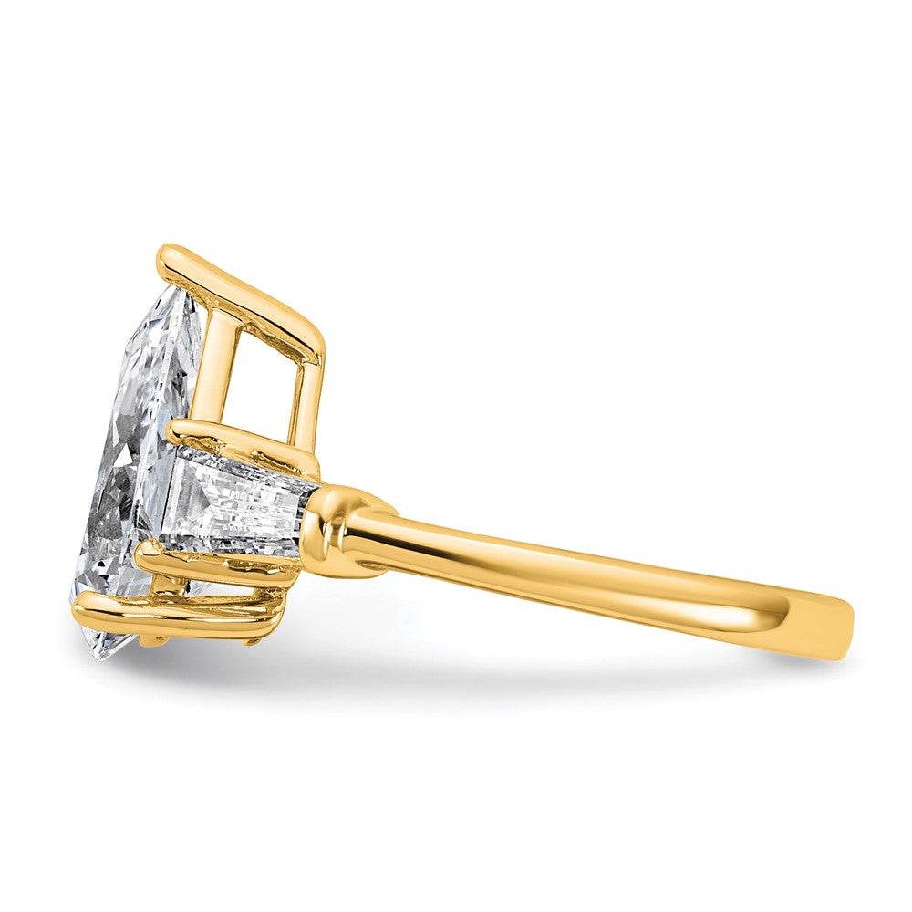 14k 3 3/4ct Cert Lab Grown Diamond VS+ F+ Pear/Baguette Comp Eng Ring