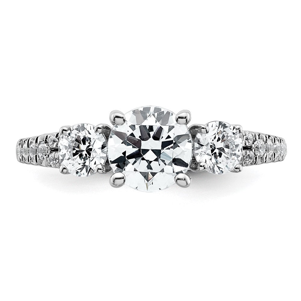 14kw 1 5/8ct Cert Lab Grown Diamond VS+ F+ Round Comp 3 Stone Eng Ring