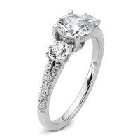 14kw 1 5/8ct Cert Lab Grown Diamond VS+ F+ Round Comp 3 Stone Eng Ring