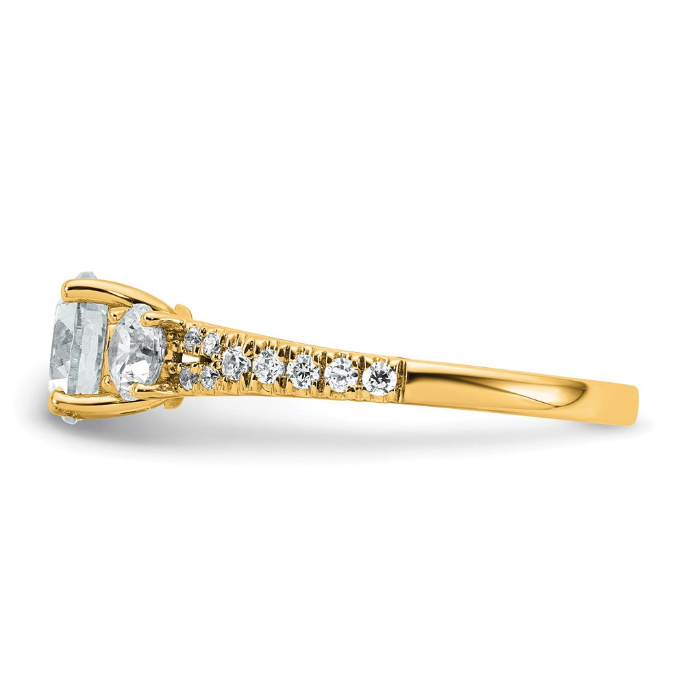 14k 1 5/8ct Cert Lab Grown Dia VS+ F+ Round Comp 3 Stone Eng Ring
