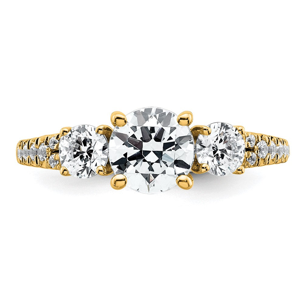 14k 1 5/8ct Cert Lab Grown Dia VS+ F+ Round Comp 3 Stone Eng Ring