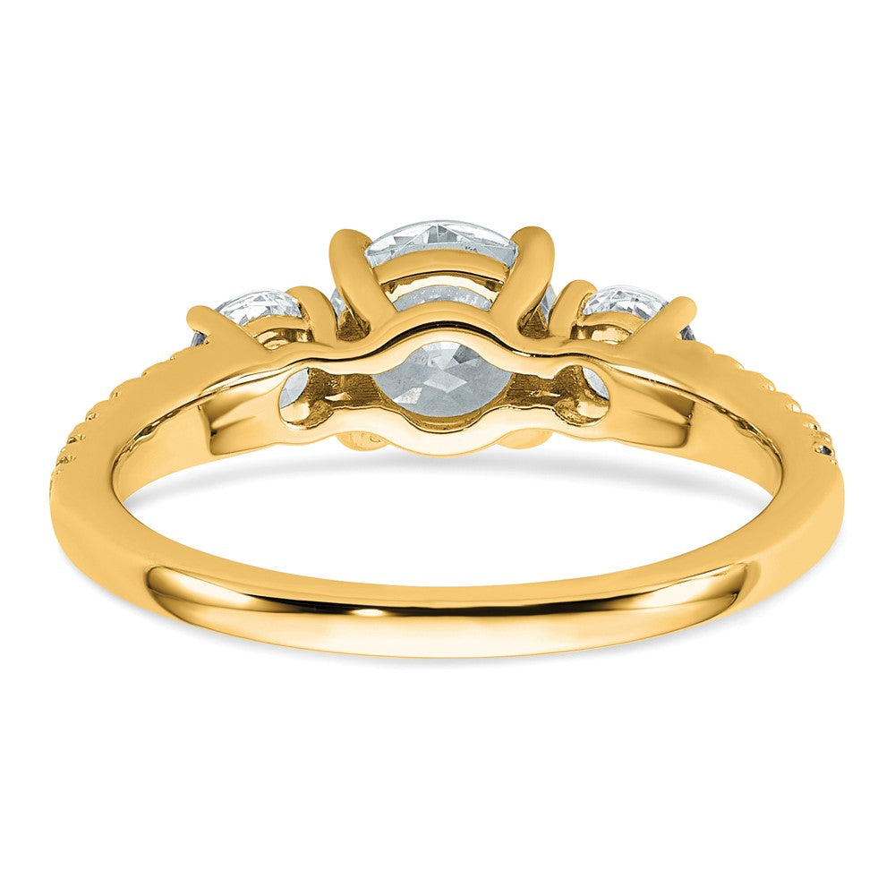 14k 1 5/8ct Cert Lab Grown Dia VS+ F+ Round Comp 3 Stone Eng Ring