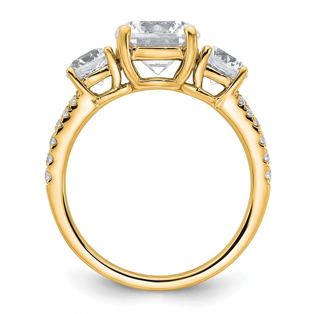 14k 3 1/5ct Cert Lab Grown Diamond VS+ F+ Round Comp 3 Stone Eng Ring
