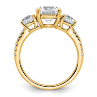 14k 3 1/5ct Cert Lab Grown Diamond VS+ F+ Round Comp 3 Stone Eng Ring