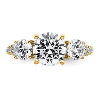14k 3 1/5ct Cert Lab Grown Diamond VS+ F+ Round Comp 3 Stone Eng Ring