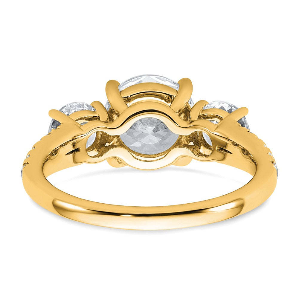 14k 3 1/5ct Cert Lab Grown Diamond VS+ F+ Round Comp 3 Stone Eng Ring