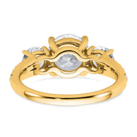 14k 3 1/5ct Cert Lab Grown Diamond VS+ F+ Round Comp 3 Stone Eng Ring
