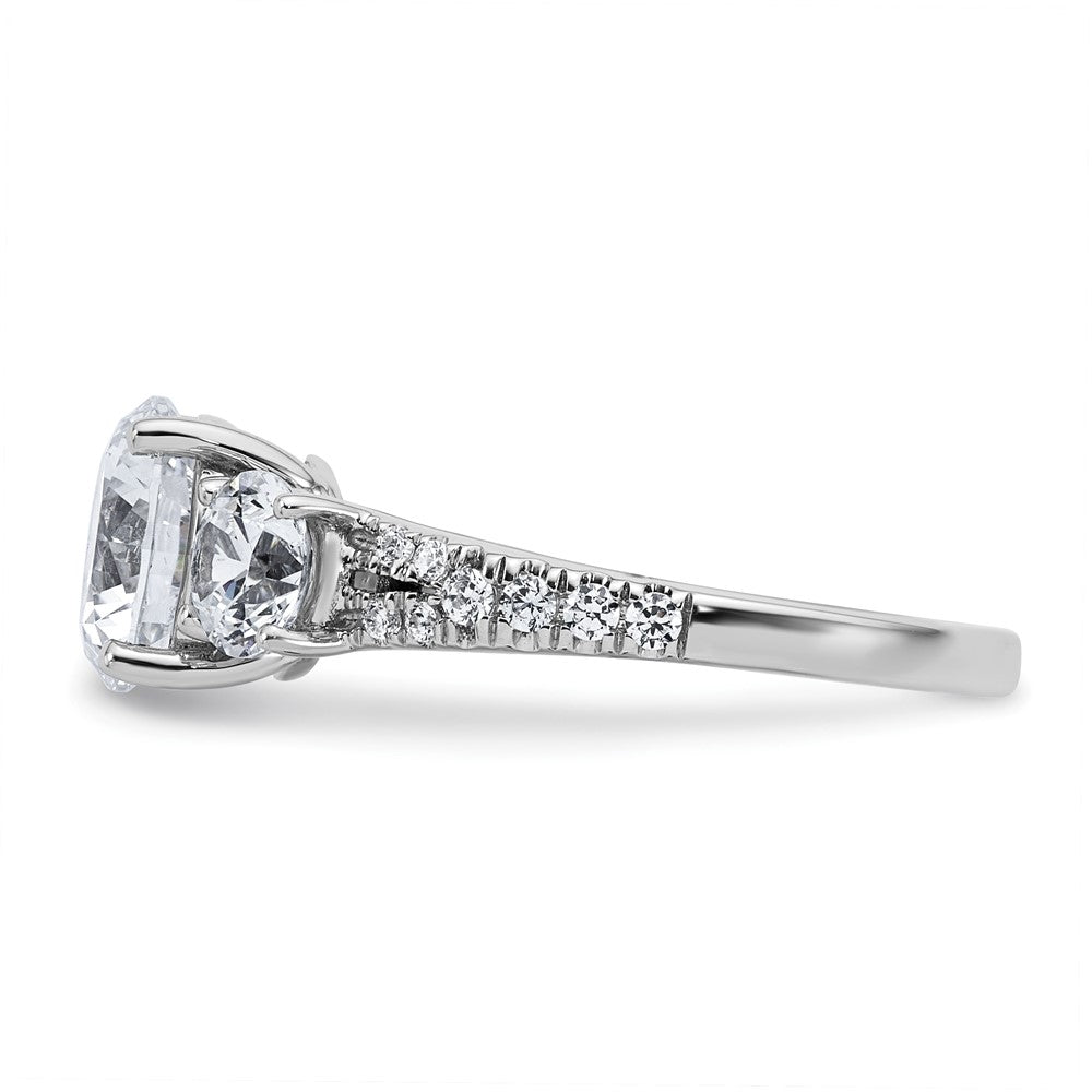 True Origin 14kw 3 1/5ct Lab Grown Dia VS+ F+ Round Comp 3 Stone Eng Ring