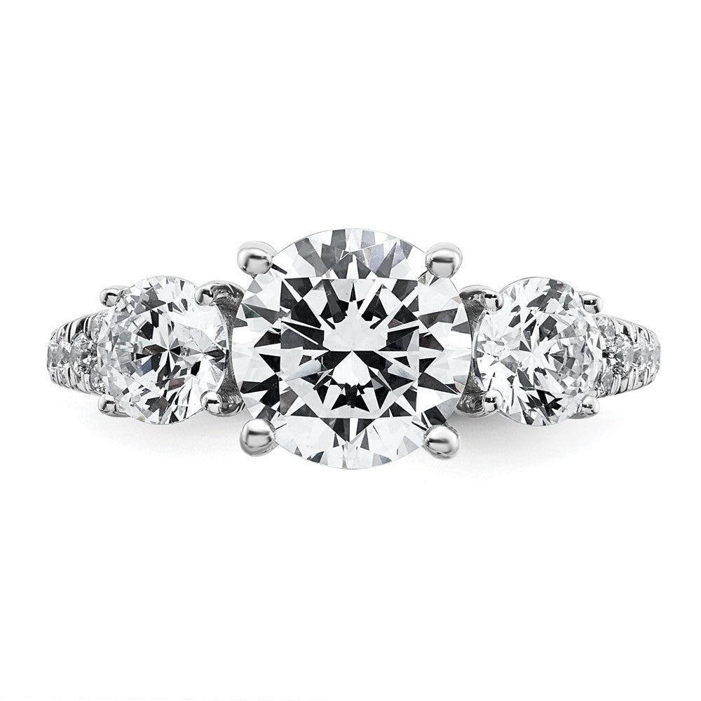 True Origin 14kw 3 1/5ct Lab Grown Dia VS+ F+ Round Comp 3 Stone Eng Ring