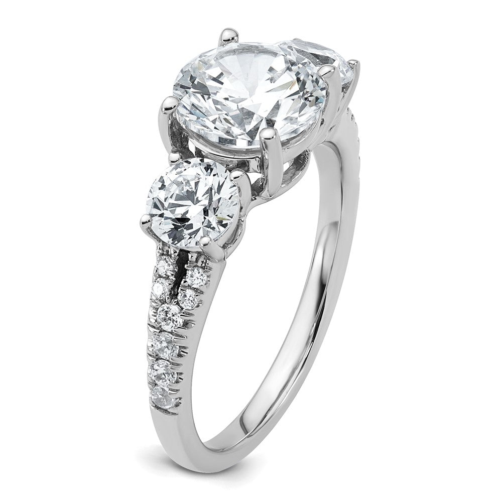 14kw 3 1/5ct Cert Lab Grown Diamond VS+ F+ Round Comp 3 Stone Eng Ring