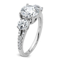 True Origin 14kw 3 1/5ct Lab Grown Dia VS+ F+ Round Comp 3 Stone Eng Ring