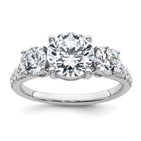 True Origin 14kw 3 1/5ct Lab Grown Dia VS+ F+ Round Comp 3 Stone Eng Ring
