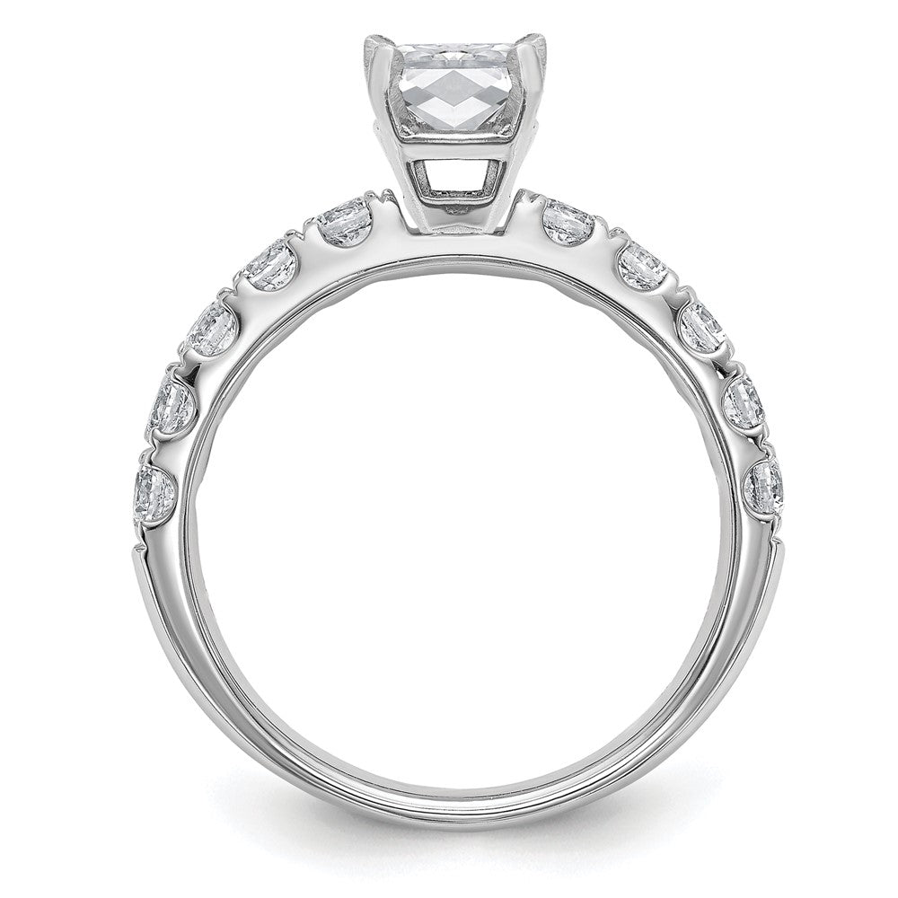 14k White Gold Cert 1 3/4ct Lab Grown Dia VS+ F+ Emerald Comp Eng Ring